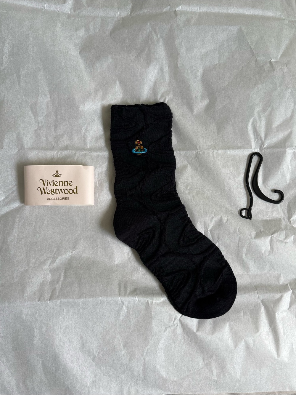 Vivienne Westwood Black Crew Sock with Orb Logo